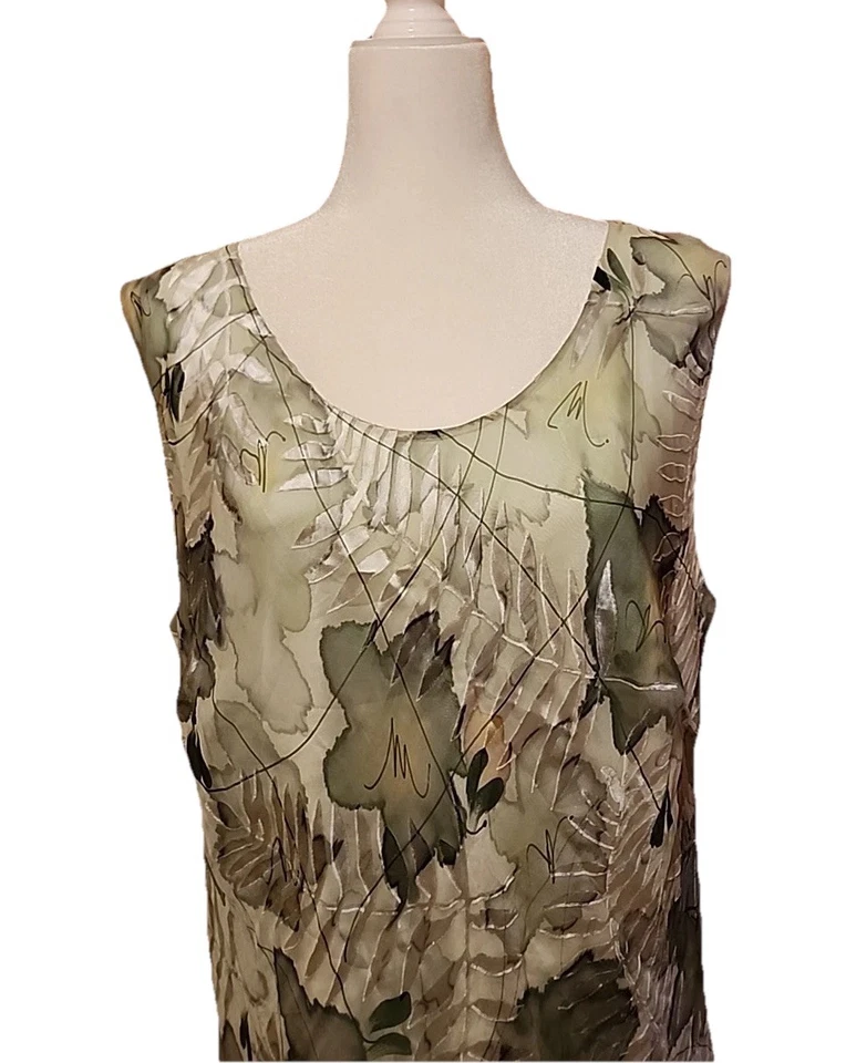 Forest Fairy Maxi Dress 90s Soft Girl Boho Cottage Flowy Floral Green Women 1X - Image 3 of 4