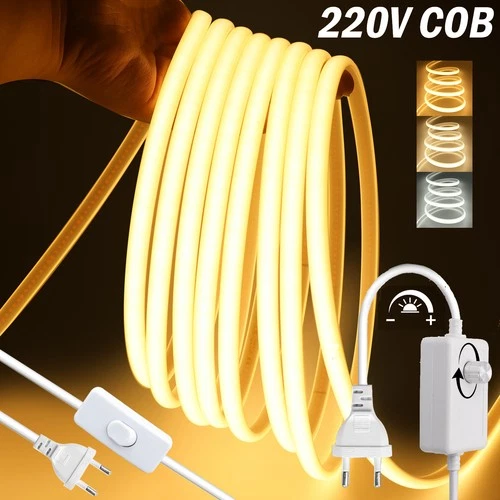 230V Neon COB LED Streifen Stripe Lichtschlauch Lichterkette Wasserdicht Dimmbar