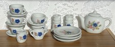 Vintage Strombecker 18 Piece Tea St BLUE PINK FLORAL Candle Holders So Cute