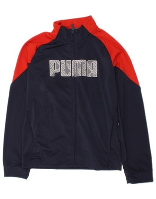 Puma Jungen Graphic Trainingsanzug Oberteil Jacke 11-12 Jahre Navy Blau Colourblock AC19