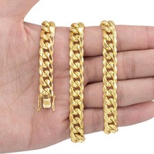 14K Yellow Gold 9mm Miami Cuban Link Chain Italian Necklace Mens Women 18"