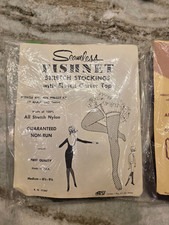 Vintage seamless stretch stockings with elastic garder tops 3 packs
