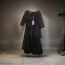 JJ S House Black Satin Pleated Dress  NEW W/TAGS  SZ 12  Half Off Retail  