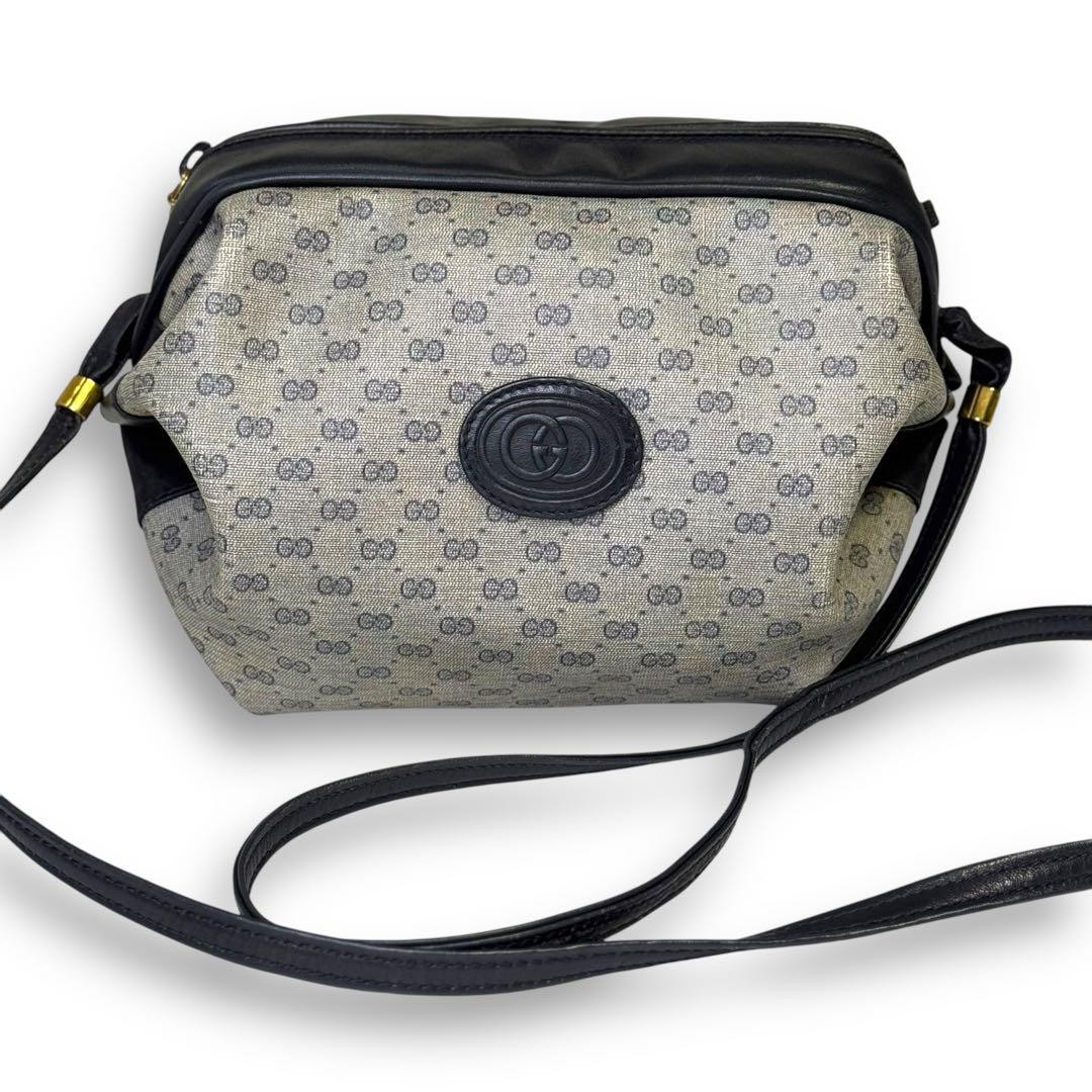 Gucci Navy Micro Gg Logo Shoulder Bag Pochette Drum Bag Designer Handbag