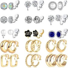 15 Pairs Clip on Earrings for Women: Non Pierced, Cute, Crystal  Pearl Designs,