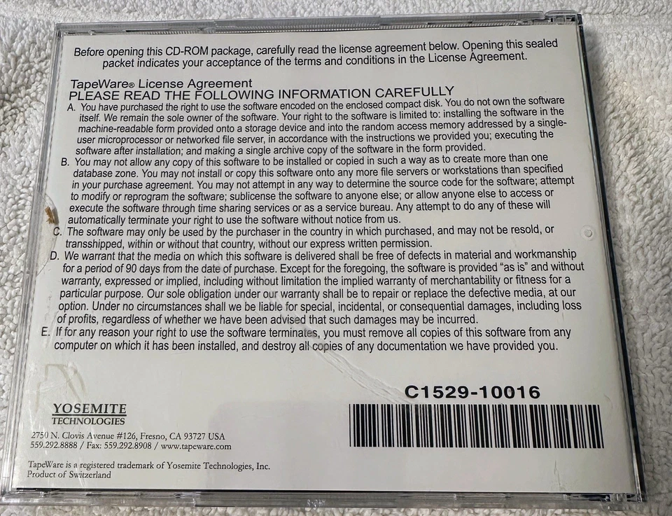 (New) HP C1529-10019 XE TapeWare Backup Software - Image 2 of 2