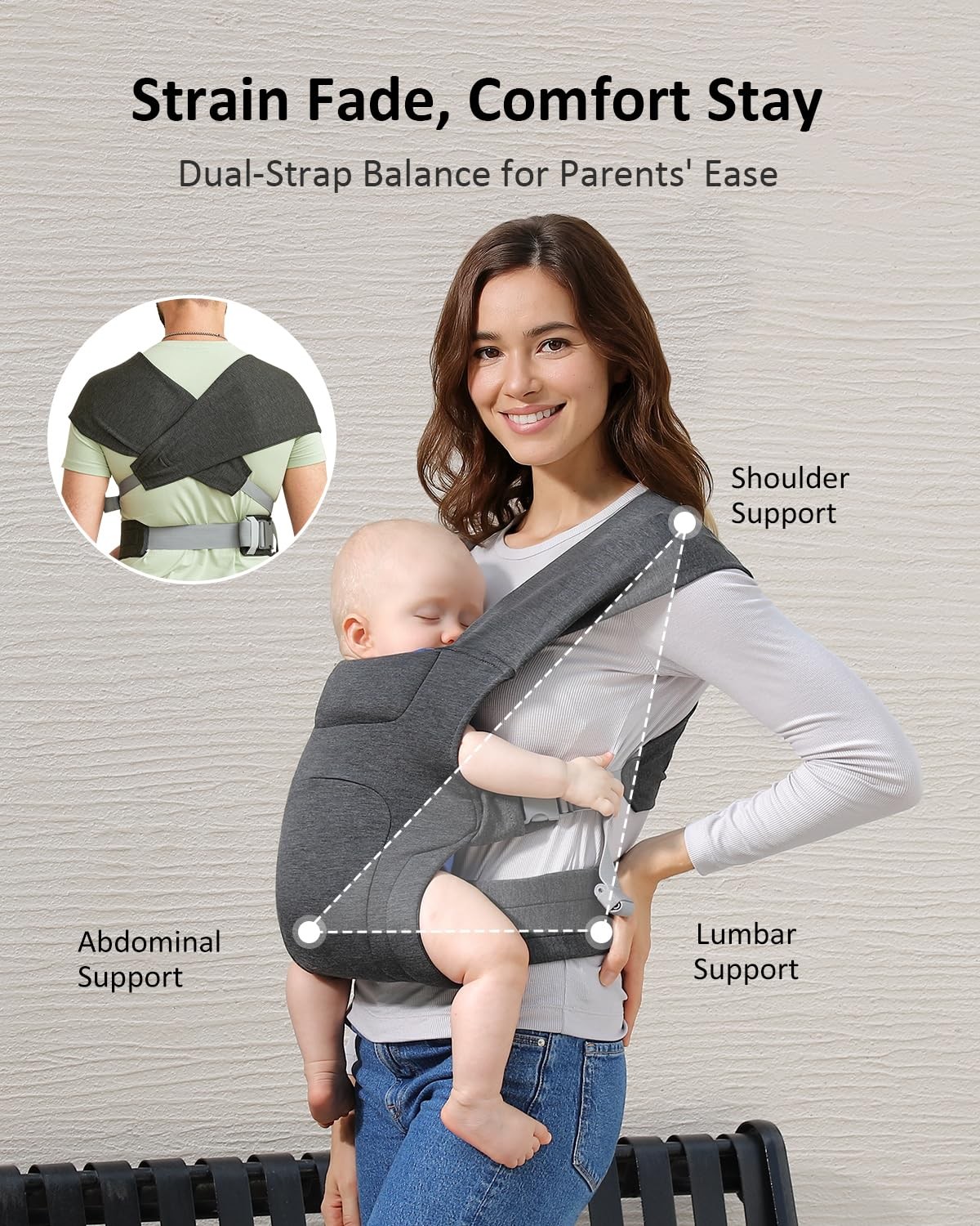 Baby Carrier Newborn to Toddler(7-35lbs), Ergonomic Cross-Back Wraps with Adj...