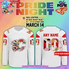 Personalized Calgary Flames Pride Night 2025 Hockey Shirt White S-5XL