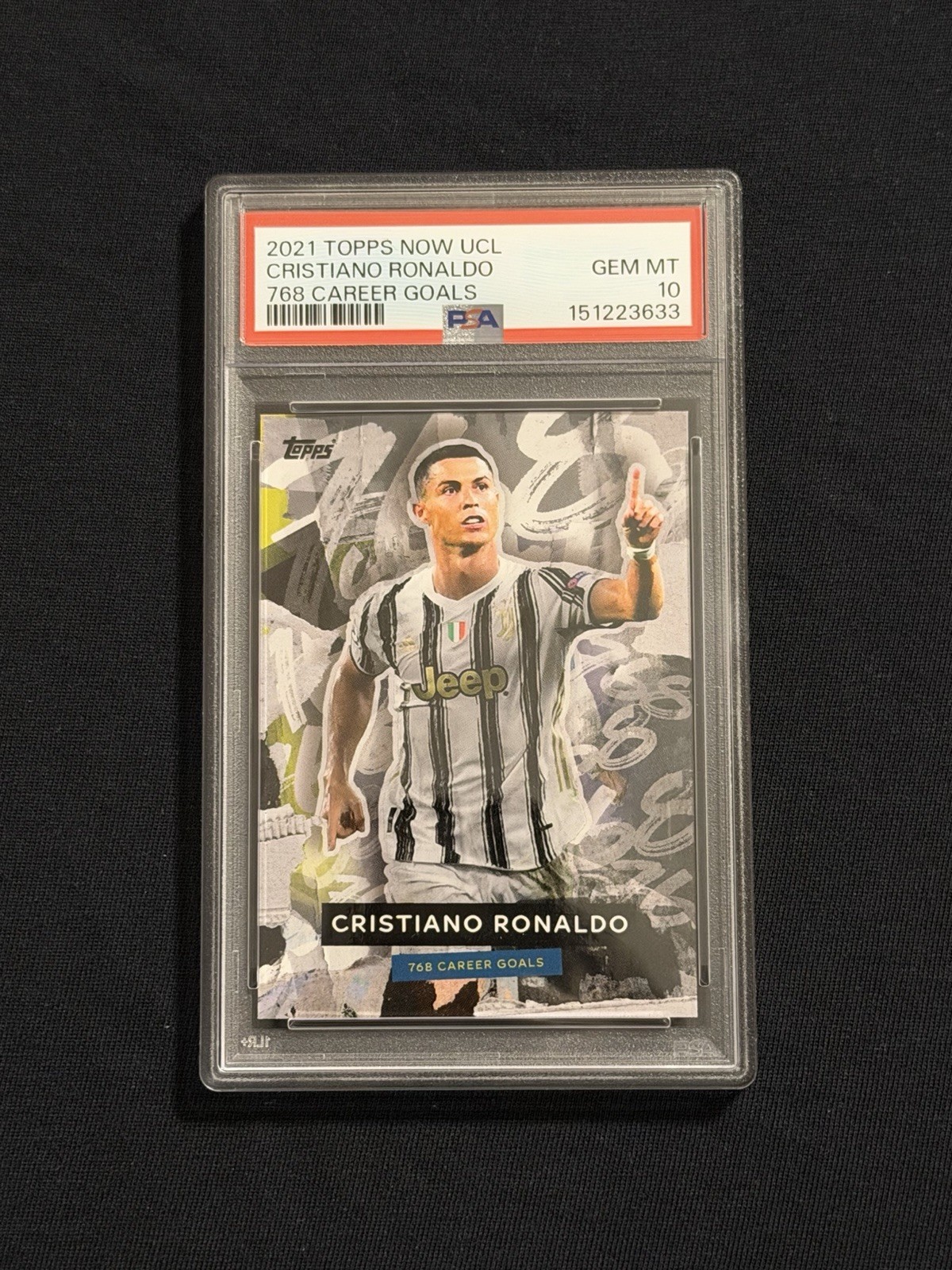 2021 Topps Now UCL Cristiano Ronaldo 768 Career Goals PSA 10 Gem Mint view 1