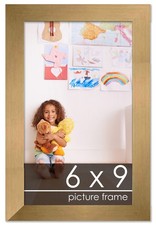 6x9 Frame Gold Bronze Wood Picture Frame - UV Acrylic, Foam Board Backing, ...