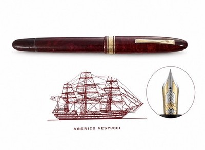 OMAS Amerigo Vespucci Wood Fountain Pen 14kt Gold Nib F Vintage 1990