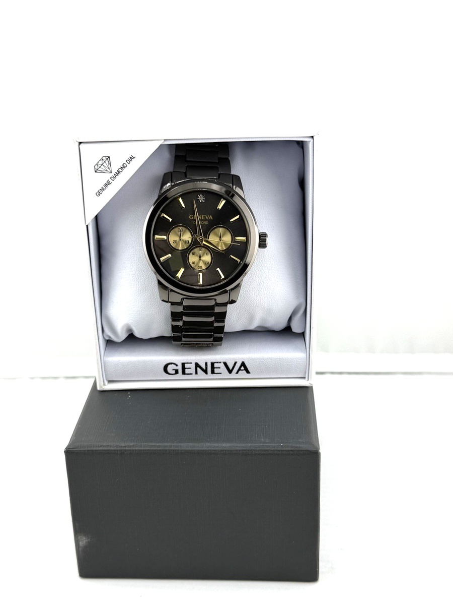 Geneva Men's Diamond Accent Gunmetal Bracelet Watch - KHA0011GU