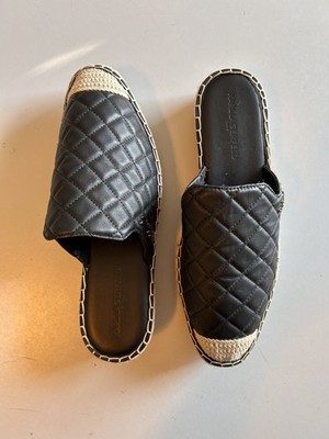 KARL LAGERFELD PARIS Womens Black Quilted Leather Slip On Espadrille Shoes 9.5M