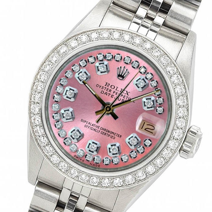 Rolex Datejust Steel String Pink Bezel