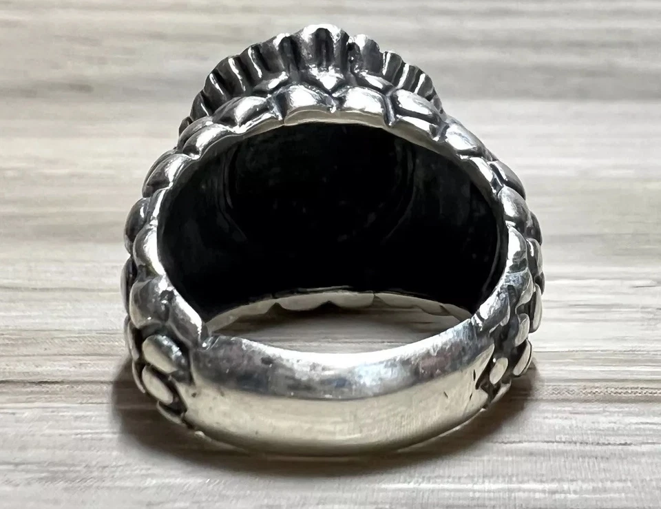 Anillo de ónix granada de plata esterlina vintage de diseñador pesado Dian Malouf, talla 7 Foto 4 de 4