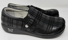 Alegria PG Lite Womens Kara Slip-On Clogs Black Leather Plaid KAR-597XW Sz 9
