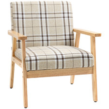 Image of HOMCOM Modern Accent Chairs Upholstered Linen-Feel Living Room Chair Beige