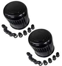2-Pk Trailer Wheel Black Cap and Lug Set With 16 Painted Lugs 4.90 Inch Center