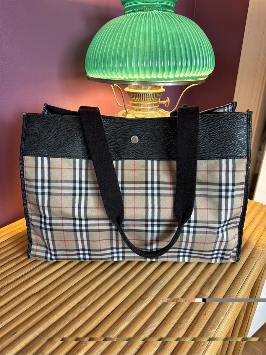 バッグ Burberry House Check Leather Tote Bag Burberry House Tote Checkered Bags & Handbags for Women for sale