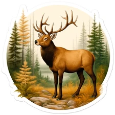 Elk in Forest - Vinyl Decal Sticker - Car Window Laptop - ebn20032