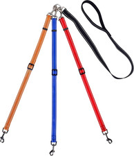 3 Way Dog Leash Reflective Adjustable Coupler No Tangle Detachable 3 in 1 Multip