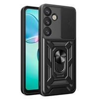 Hybrid Armor Camshield HüLle FüR Samsung Galaxy S25+ Mit Ring, Schwarz