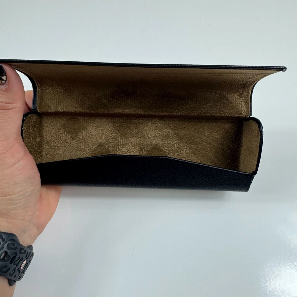 Burberry Pebbled Leather Glasses Case with Cleaning Cloth Magnetic Hardshell - Image 3 of 4