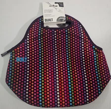 NWT Built Black Insulating Getaway Lunch Tote Bag Multicolor Polka Dots Red