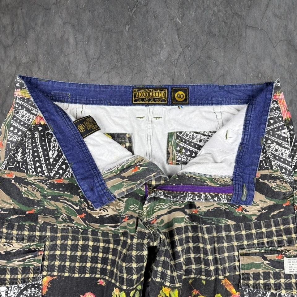 Y2K Akod Brand multicoloured patchwork cargo shor… - image 3