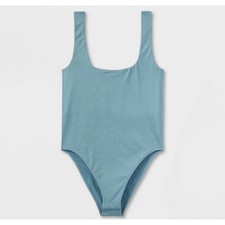 A New Day Bodysuit Women's Medium Teal Seamless Tank Modern Simple Cute New