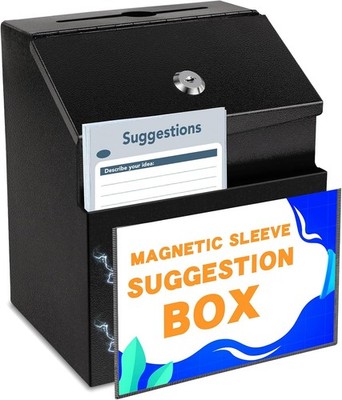 Suggestion Box W/ Slot & Lock Metal 8.4 x 5.8 x 7.0 inch Built-In Storage