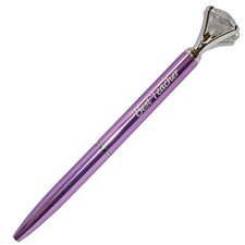 Engraved Boxed Pen with Diamond Top Black Ink "Best Teacher" - Purple