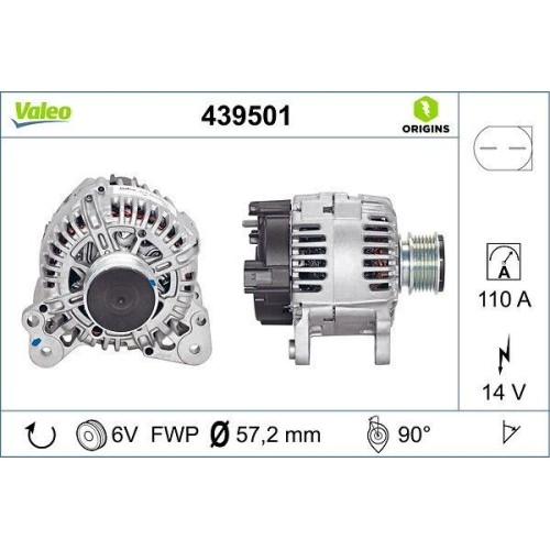 Alternateur Valeo 439501 à haut rendement 140A pour Volkswagen