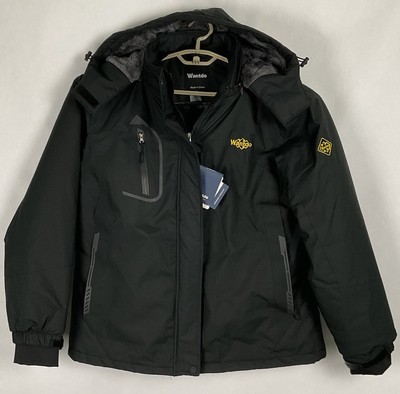 Wantdo NWT Womens Lined Ski Jacket Large L Black Poly Waterproof Detach Hood New