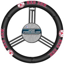 Fremont Die MLB Leather Steering Wheel Cover Boston_Red_Sox Black/Team Colors