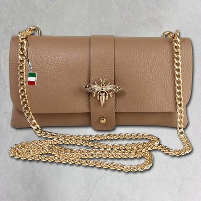 Florence Damen Schultertasche Clutch Biene echtes Leder Tasche taupe OTM803N