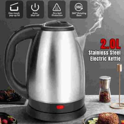 Electric Kettle Stainless Steel Coffee Tea Hot Water Maker 2L Kitchen Boiling