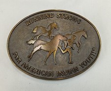 Vintage NOS Running Strong For American Indian Youth Belt Buckle