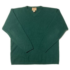 Woolrich Mens 100 Lambswool Green V Neck Pullover Sweater Large