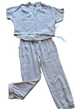 NWT NEW Young Fabulous Broke waffled cotton top matching pants S SMALL thistle