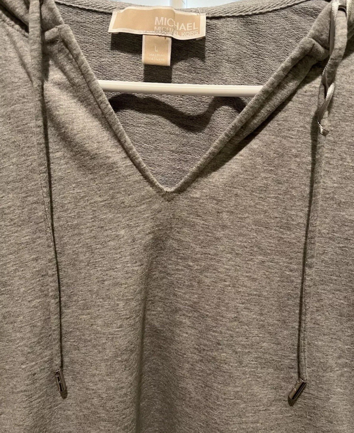 Felpa con cappuccio donna Michael Kors logo grigio grande casual orlo a scoop tempo libero comoda
