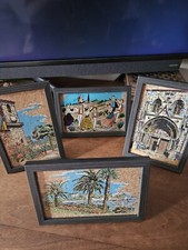 Lot Très joli tableau ,Carte postale en liège, peinte 