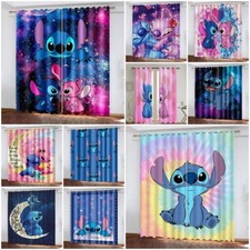 Kids Lilo and Stitch Drapes Thick Blackout Curtains Thermal Ring Top Eyelet Gift