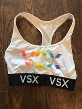 VICTORIA'S SECRET SPORT VSX WHITE RAINBOW LOGO RACERBACK PLAYER SPORTS BRA XS 