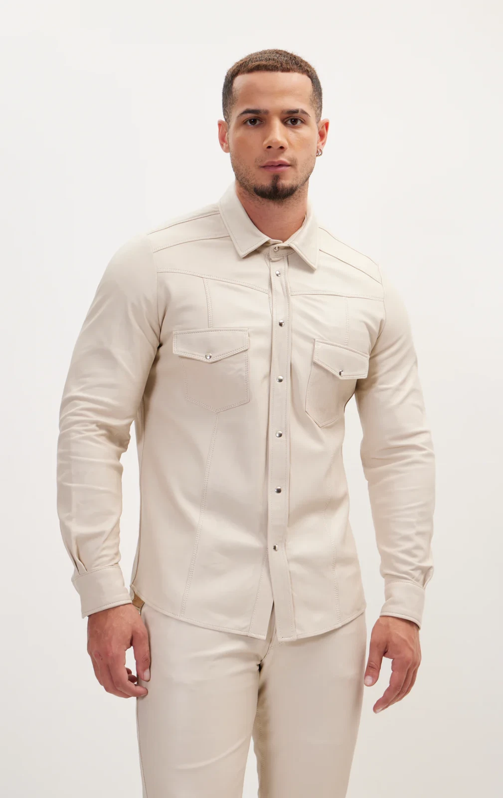White Leather Shirt jacket for Men Pure Suede Custom Made Size S M L XXL 3XL
Opens in a new window o