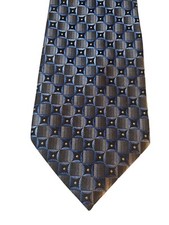 Joseph Feiss Mens Tie Necktie Designer Luxury Silver Blue Black Geometric