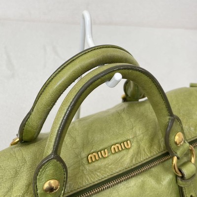 Miu Vitello Lux 2Way Handbag Shoulder Bag Side Ribbon Y2K RT0365 