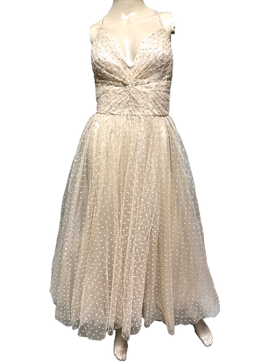 monique lhuillier tulle cocktail dress Embellished tulle off-shoulder gown in beige - Monique Lhuillier