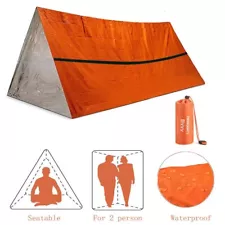 2 Person Emergency Shelter Bivy Survival Tent Kit Mylar Tube Tent Sleeping Bag