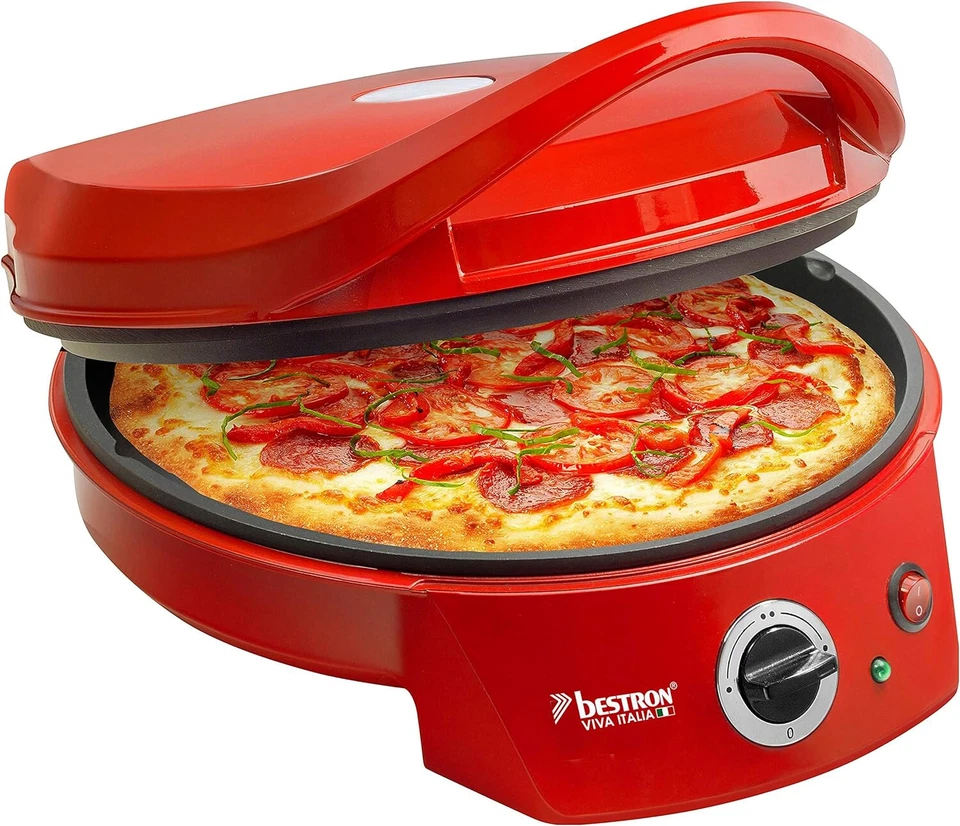 Elektrischer Pizzaofen Pizza Maker bis 230°C Ø 27cm Rot - Bestron APZ400